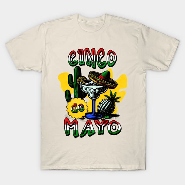 Cinco De Mayo Mexican Vintage T-Shirt by Starart Designs